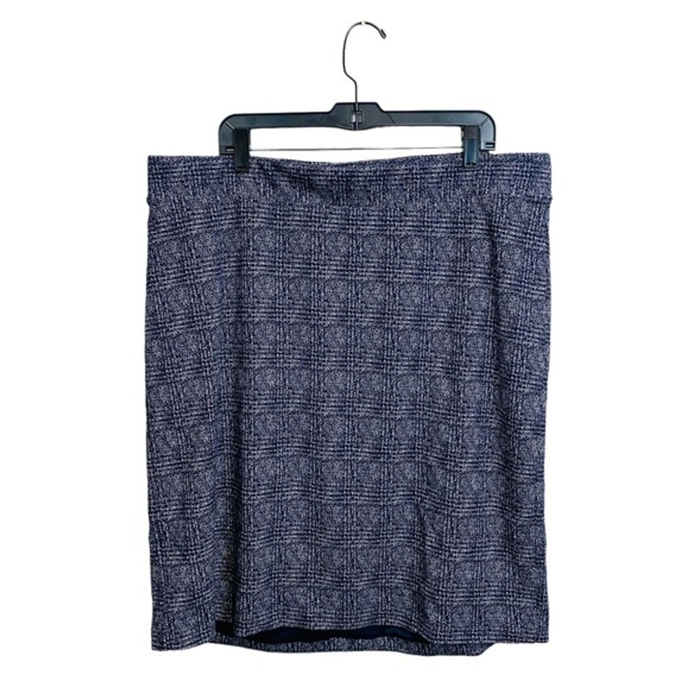 2X 41 HAWTHORN Navy Blue/White Plaid Lined Skirt